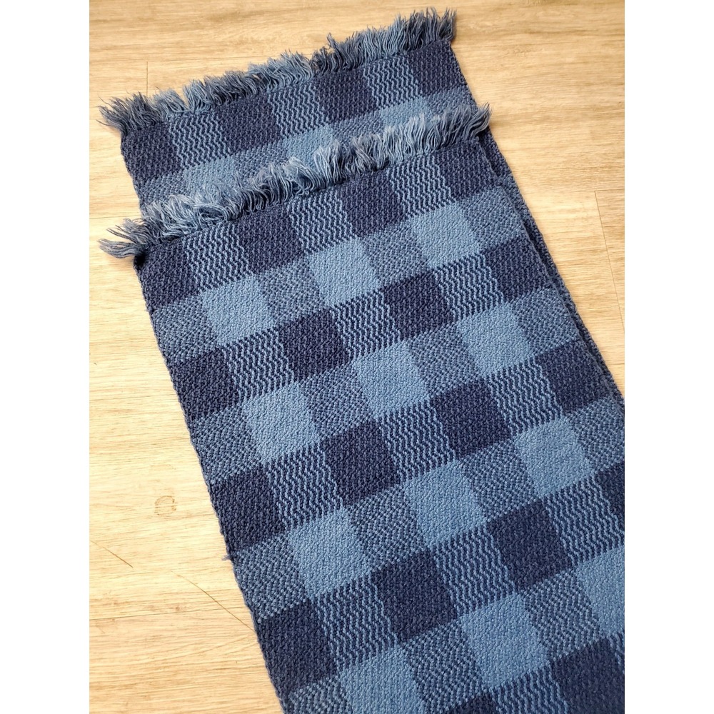 Vintage Blue Plaid Handwoven‎ Table Runner